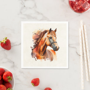 Serviette En Papier Beau Sorrel Horse Portrait