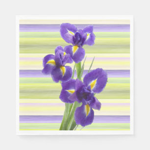 Serviette En Papier Beau violet Iris Aquarelle Motif