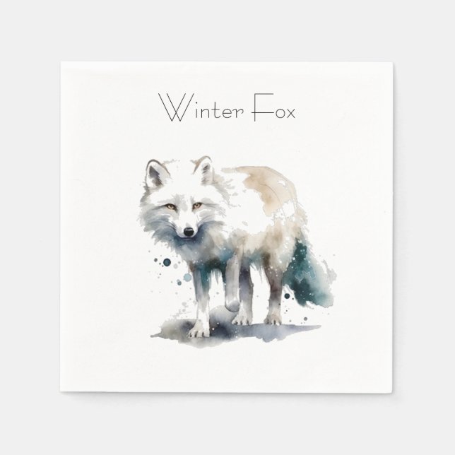 Serviette En Papier Beauté de l'Arctique : Coutume de Fox d'hiver (Devant)