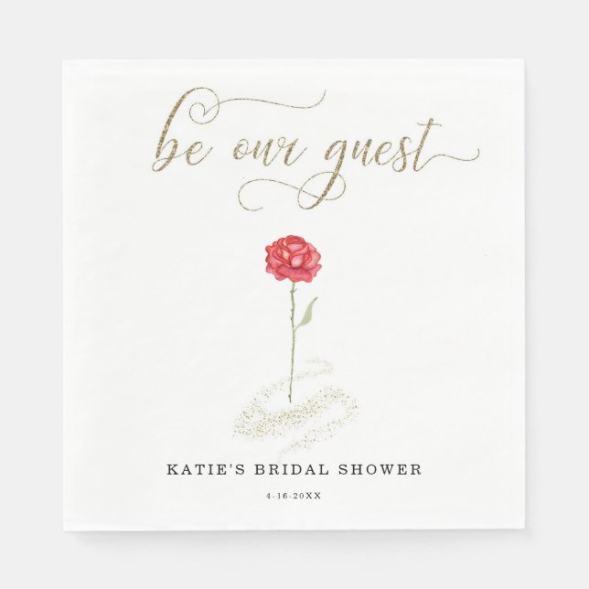 Serviette En Papier Beauté et bête Soyez notre invité (Devant)