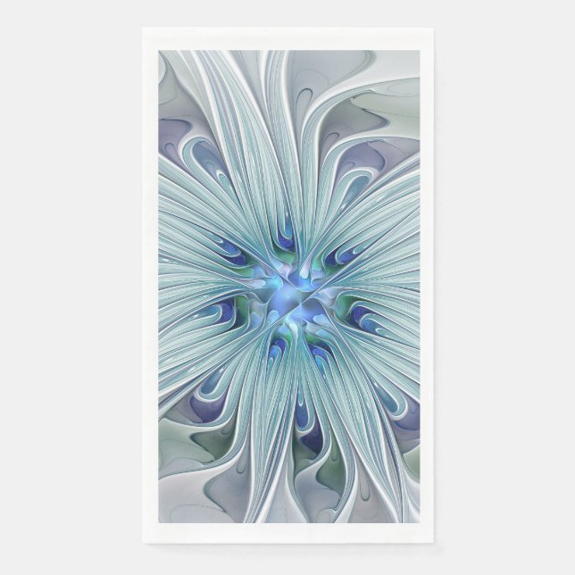 Serviette En Papier Beauté florale Abstraite moderne Blue Pastel Flowe (Devant)