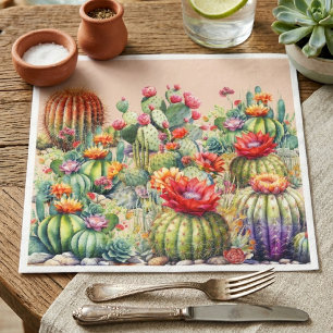 Serviette En Papier Beaux Cactus Fleuris