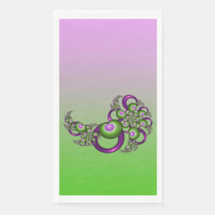 Serviette En Papier Beaux cœurs roses verts modernes abstraits fractal