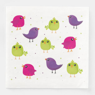 Serviette En Papier Beaux oiseaux colorés