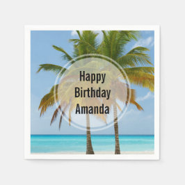 Serviette En Papier Beaux palmiers sur une plage tropicale Anniversair