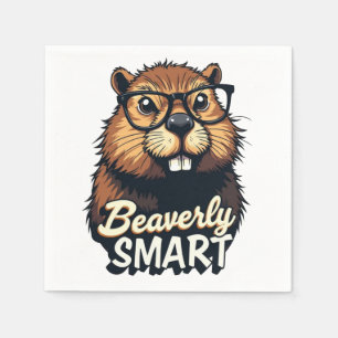 Serviette En Papier Beaverly Smart - Drôle Castor avec lunettes Graphi