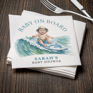 Serviette En Papier Bébé à bord Baby shower de surf aquarelle