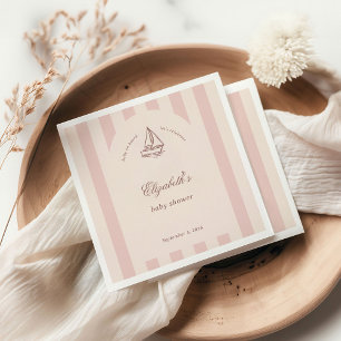 Serviette En Papier Bébé à Bord Élégant Voilier Rose Baby Shower