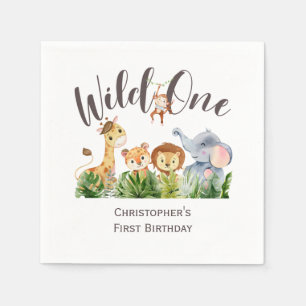 Serviette En Papier Bébé Animaux Sauvages Safari Jungle 1er Anniversai