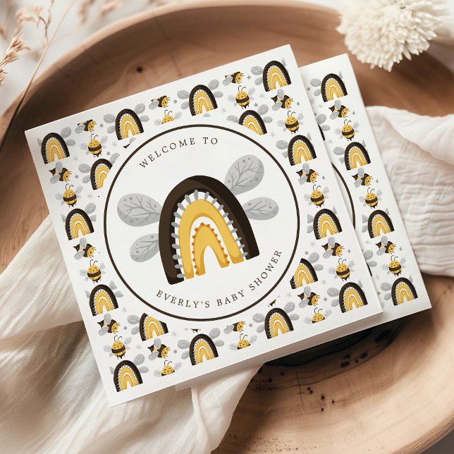 Serviette En Papier Bébé Arc-en-ciel Bumblebee Fête de Naissance (Créateur téléchargé)