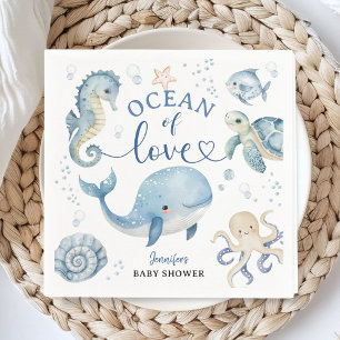 Serviette En Papier Bébé Baleine Océanique Fête Prénatale Garçon Papie
