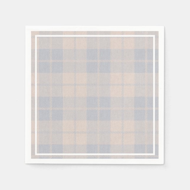 Serviette En Papier Bébé Bleu Buffalo Plaid Burlap serviettes (Devant)