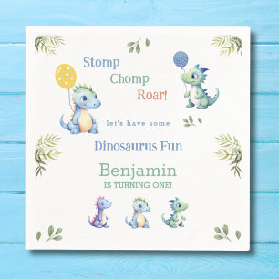 Serviette En Papier Bébé Bleu Cute Garçon Dinosaur 1er anniversaire fê