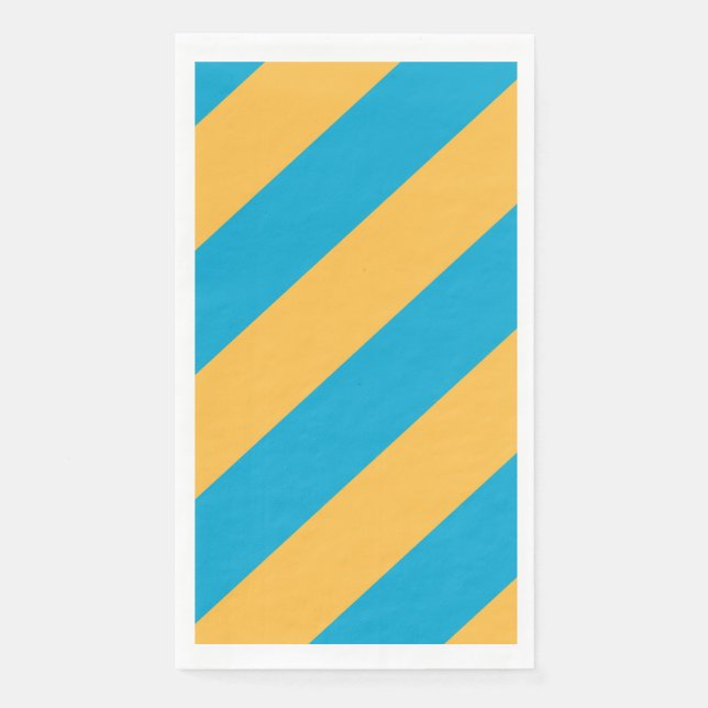 Serviette En Papier Bébé Bleu et Jaune rayures (Devant)
