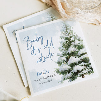 Serviette En Papier Bébé Bleu Il Fait Froid Dehors Baby Shower