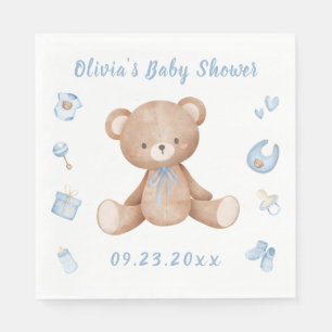 Serviette En Papier Bébé bleu ours garçon mignon Baby shower