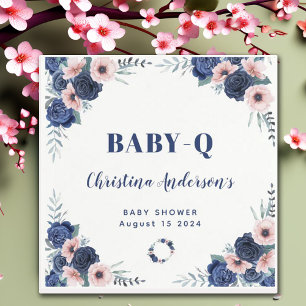 Serviette En Papier Bébé bleu-Q Rose floral Pastel Baby shower barbecu