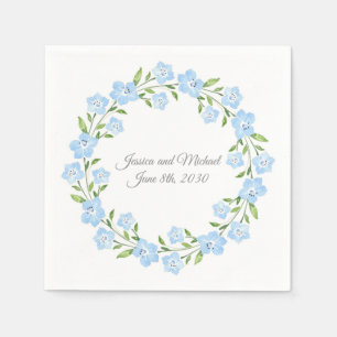 Serviette En Papier Bébé bleu yeux aquarelle Floral Wreath