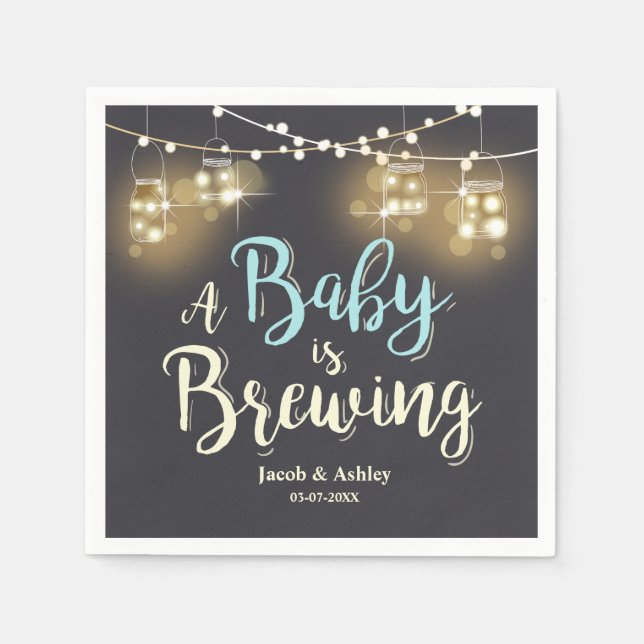 Serviette En Papier Bébé brasse Baby shower couples serviettes Garçon (Devant)