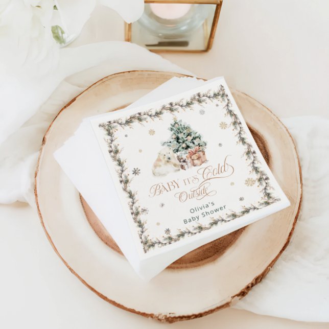 Serviette En Papier Bébé c'est froid dehors mignon Baby shower d'ours  (Créateur téléchargé)