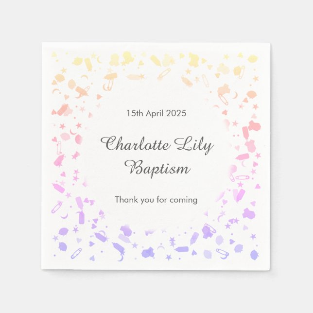 Serviette En Papier Bébé Confetti Baptême (Devant)
