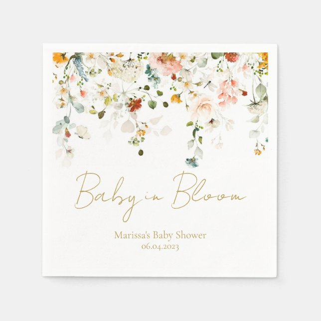 Serviette En Papier Bébé dans le Baby shower en fleur (Devant)
