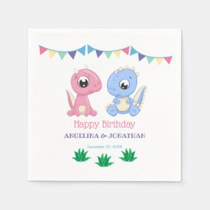 Serviette En Papier Bébé Dinosaur Jour d'anniversaire conjoint garçon