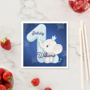 Serviette En Papier Bébé éléphant mignon premier anniversaire