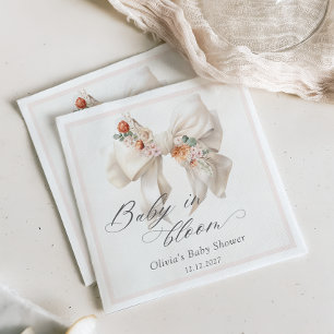 Serviette En Papier Bébé en Fleur Baby shower floral neutre