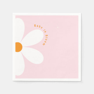 Serviette En Papier Bébé en fleur Baby shower rose marguerite