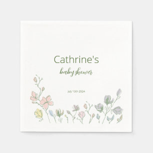 Serviette En Papier Bébé en fleur Baby shower Sexe Neutre