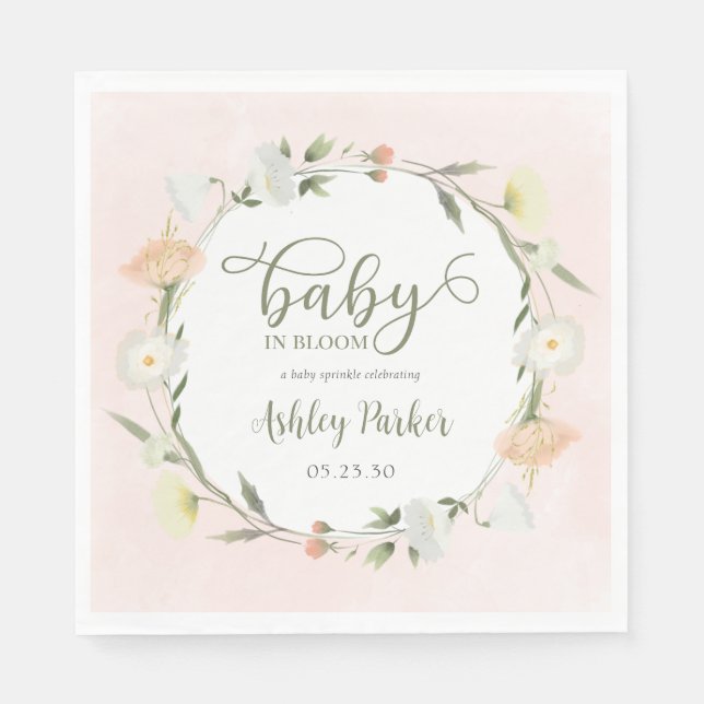 Serviette En Papier Bébé En Fleur Fleur sauvage Bébé Sprinkle (Devant)