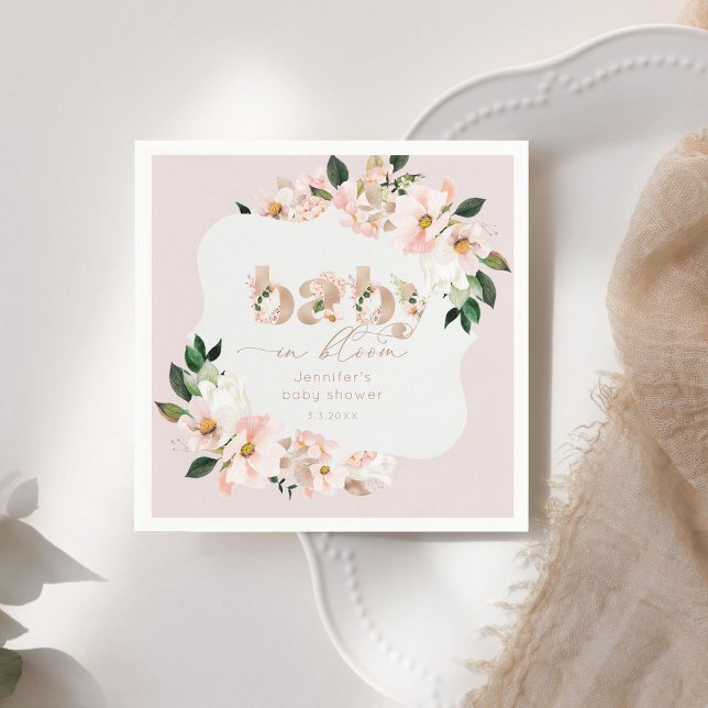 Serviette En Papier Bébé en fleur rose pâle fleur sauvage serviettes (Créateur téléchargé)