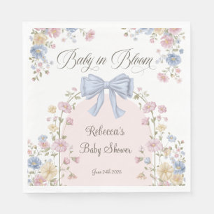 Serviette En Papier Bébé en fleurs Baby Shower Pastel Fleurs Sauvages