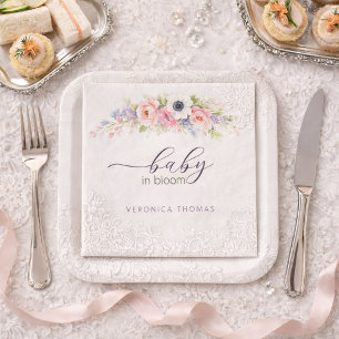 Serviette En Papier Bébé en fleurs Douce Baby Shower Florale