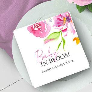 Serviette En Papier Bébé en fleurs Douche Fleurs aquarelles