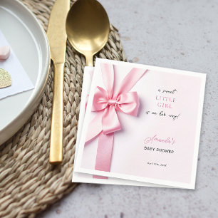 Serviette En Papier Bébé Fille Douce avec Ruban Rose