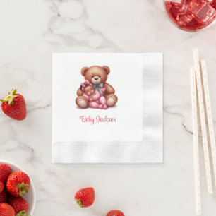 Serviette En Papier Bébé Fille Ours de Rêve