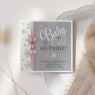 Serviette En Papier Bébé Fille rose Il fait froid dehors Snowflake Dou