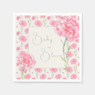 Serviette En Papier Bébé Fleur de Carnation Rose Baby Shower 