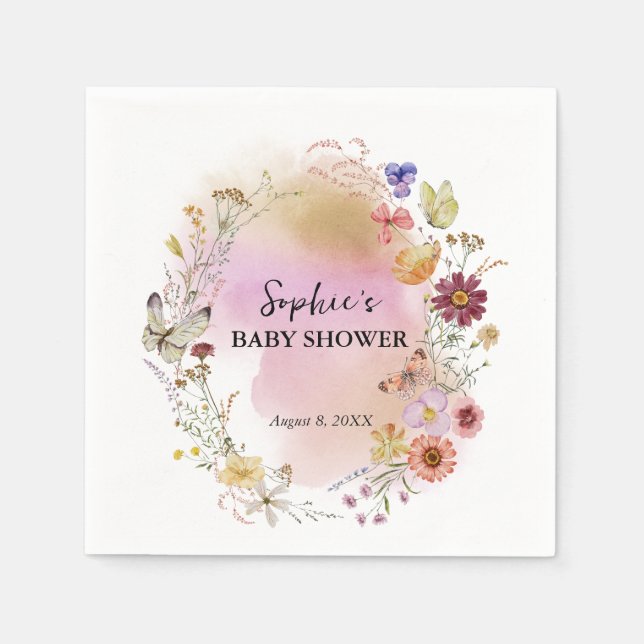 Serviette En Papier Bébé fleur sauvage En Fleur Cocktail (Devant)
