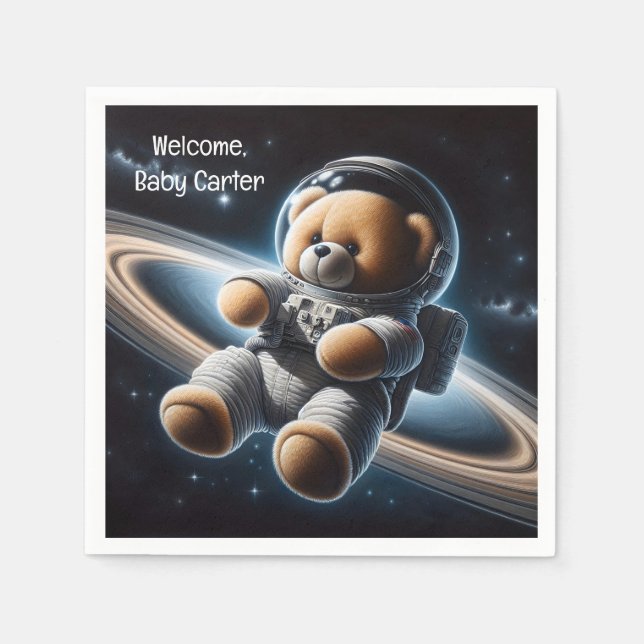 Serviette En Papier Bébé Garçon Astronaut Teddy Bear (Devant)