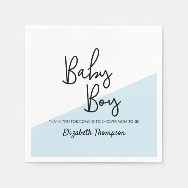 Serviette En Papier Bébé Garçon bleu Baby shower personnalisé (Devant)
