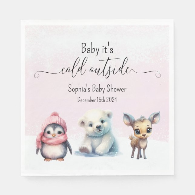 Serviette En Papier Bébé hiver Bébé fille Douche (Devant)