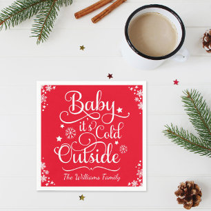 Serviette En Papier Bébé il fait froid à l'extérieur Red Snowflake Vac