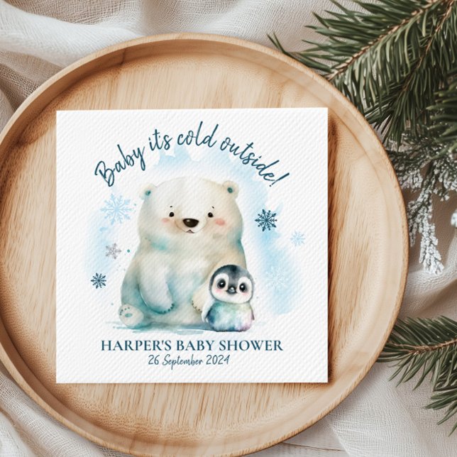 Serviette En Papier Bébé Il fait froid dehors (Get ready to turn up the coolness at your winter baby shower.)