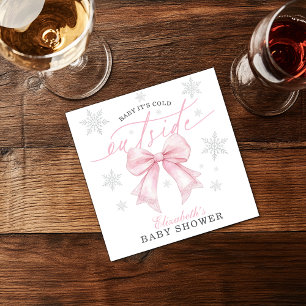 Serviette En Papier Bébé il fait froid dehors Arc rose Hiver Baby Show