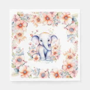 Serviette En Papier Bébé mignon Baby shower de fille d'éléphant