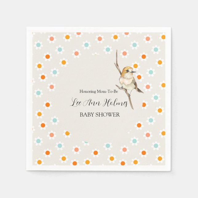 Serviette En Papier Bébé mignon Baby shower de fleurs minuscules (Devant)