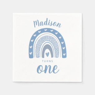 Serviette En Papier Bébé mignon bleu arc-en-ciel Boho premier annivers